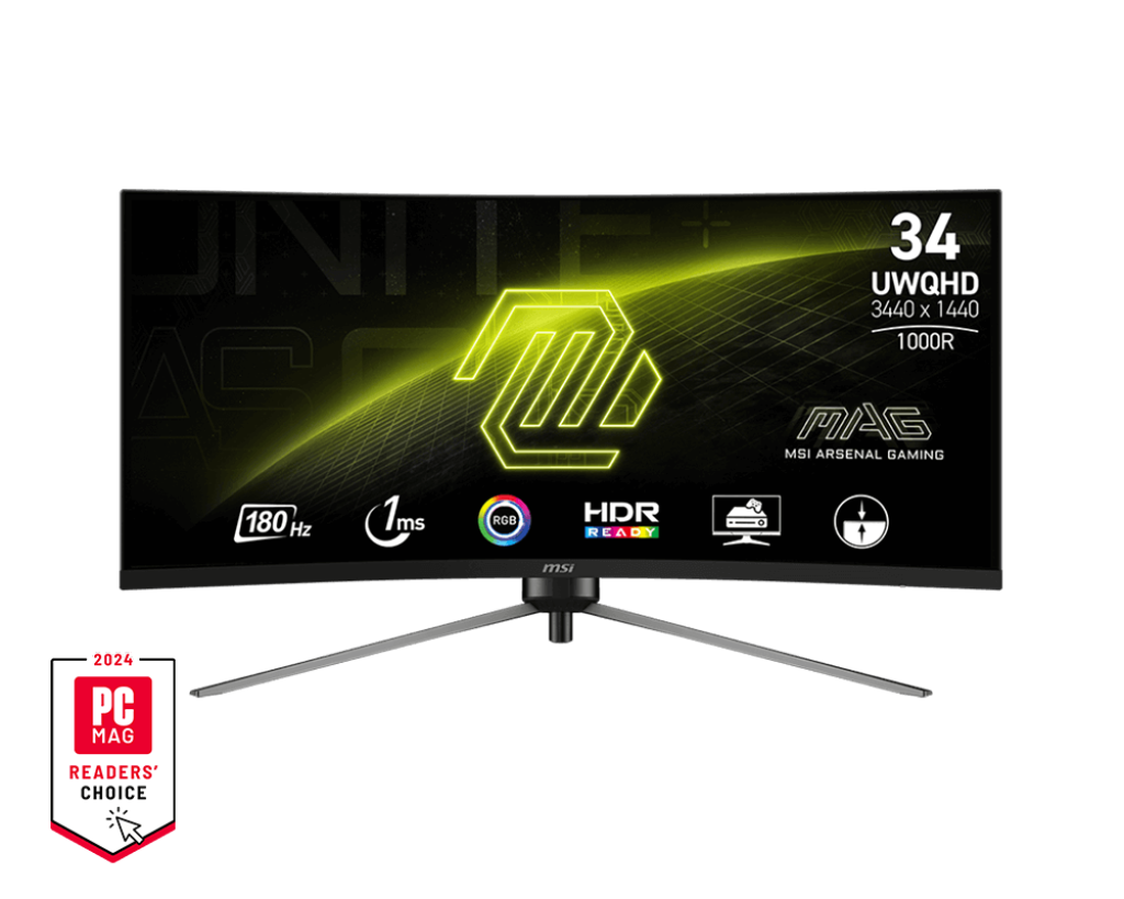 MSI MAG 345CQR 34" VA 21:9 180Hz  ívelt monitor, fekete